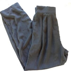 Vtg 90s Limited Pants Black 100% Silk Pleated High Rise Pull On Tapered Leg S